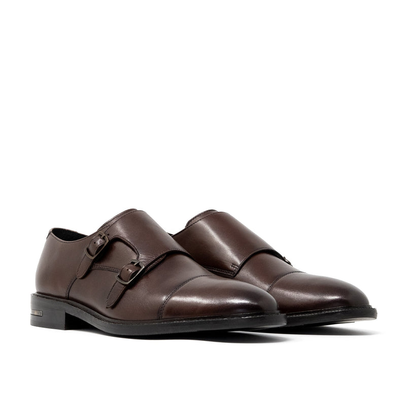 Brown Leather Oliver Monk Strap Shoes