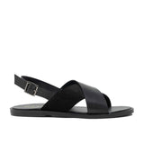 WALK London Perry Strap Sandal Black Suede and Leather