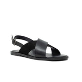 Men's Black Leather Strap Sandal