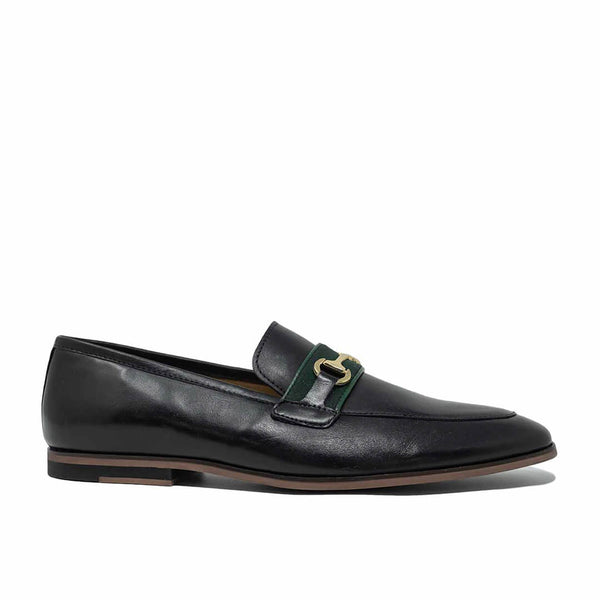 WALK London Raphael Bar Loafers Green and Black Leather