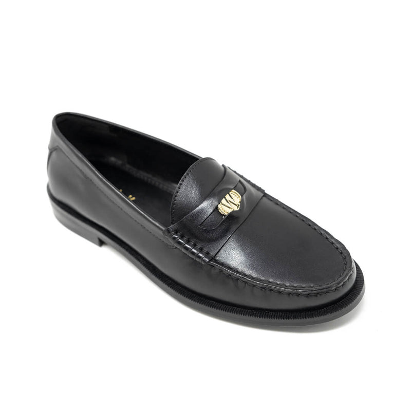 WALK London Rhea Penny Loafer Black Leather