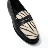 WALK London Riva Saddle Loafer Black Leather Zebra