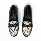 WALK London Riva Saddle Loafer Black Leather Zebra