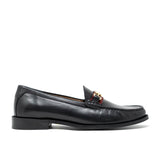 WALK London Riva Trim Loafer Black Leather Gold Snaffle