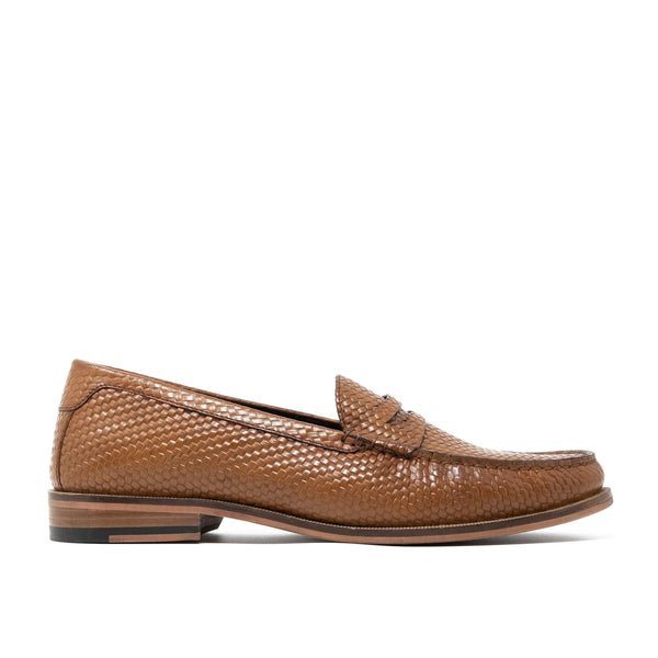 Walk London Riva Weave Loafer in Tan Leather