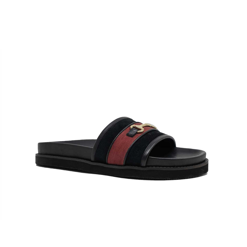 Mens Black Suede Sliders