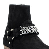 WALK London Russel Chain Cuban Boot Black Suede Chain