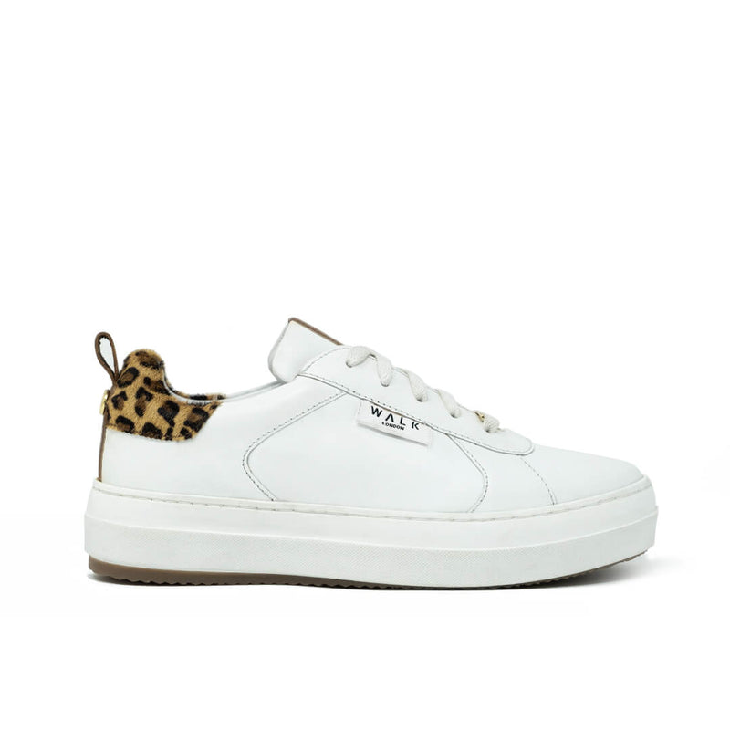 Sahara Trainer White Leather Leopard