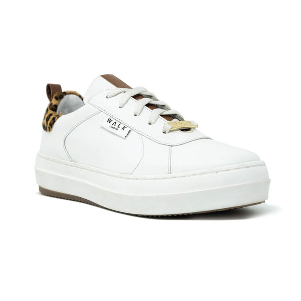 Sahara Trainer White Leather Leopard