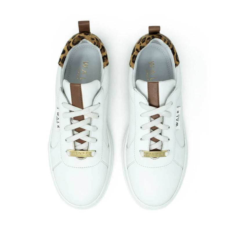 Sahara Trainer White Leather Leopard