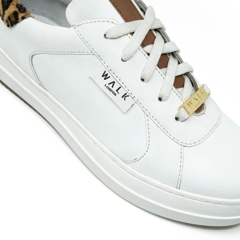 Sahara Trainer White Leather Leopard