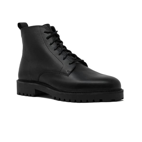 Walk London Sean Casual Lace Up Boots in Black Leather