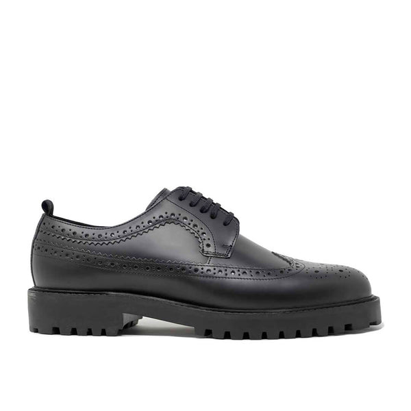 WALK London Sean Longwing Brogue Black Leather