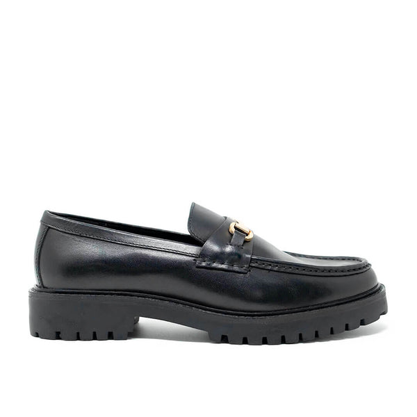 WALK London Sean Trim Loafer Black Leather