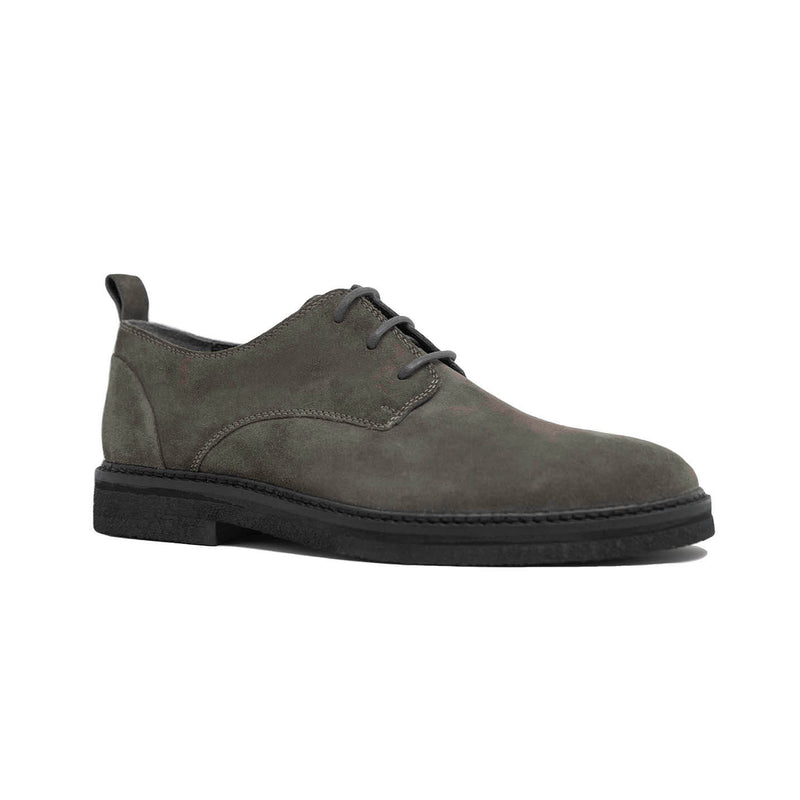 Walk London Slick Derby Shoe in Grey Suede