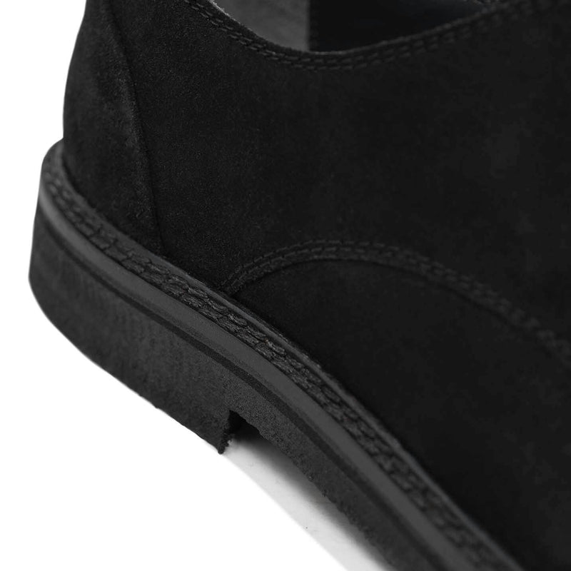 Walk London Slick Derby Shoe in Black Suede