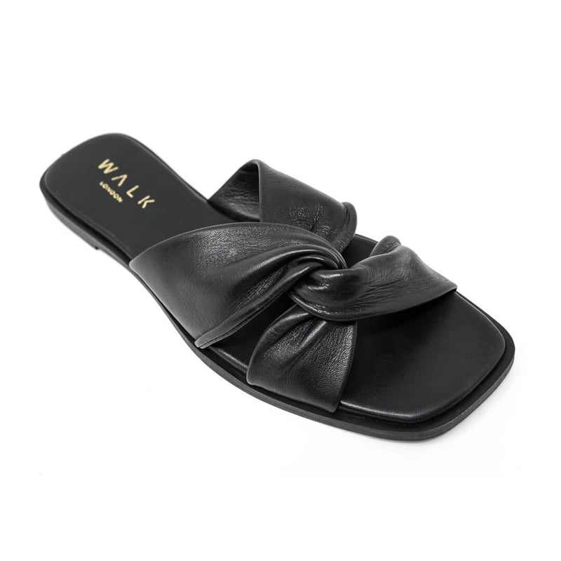 St Tropez Knotted Sandal Black Leather