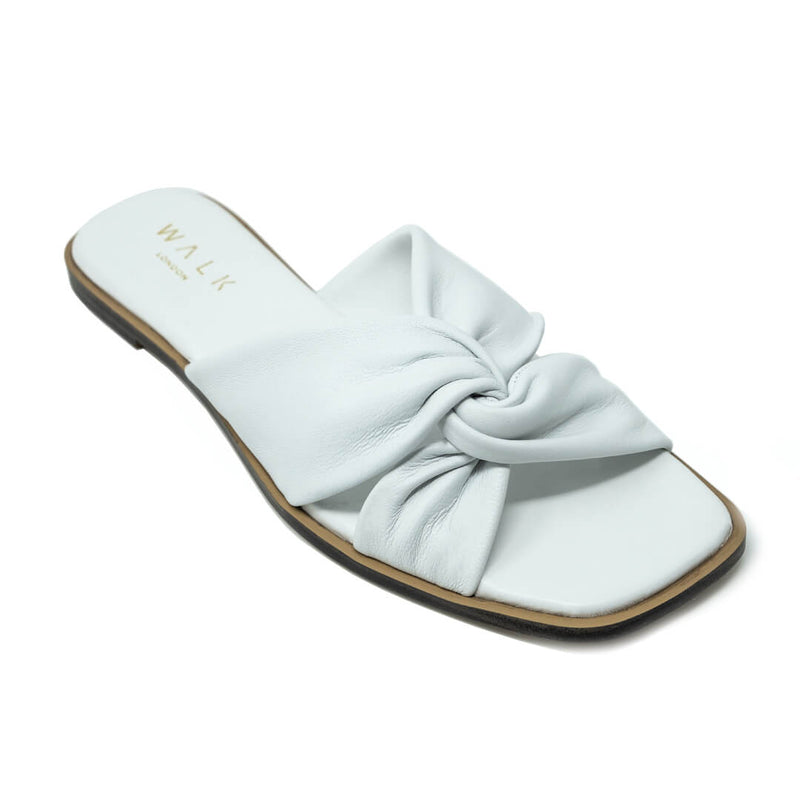 St Tropez Knotted Sandal White Leather