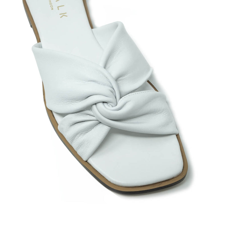 St Tropez Knotted Sandal White Leather