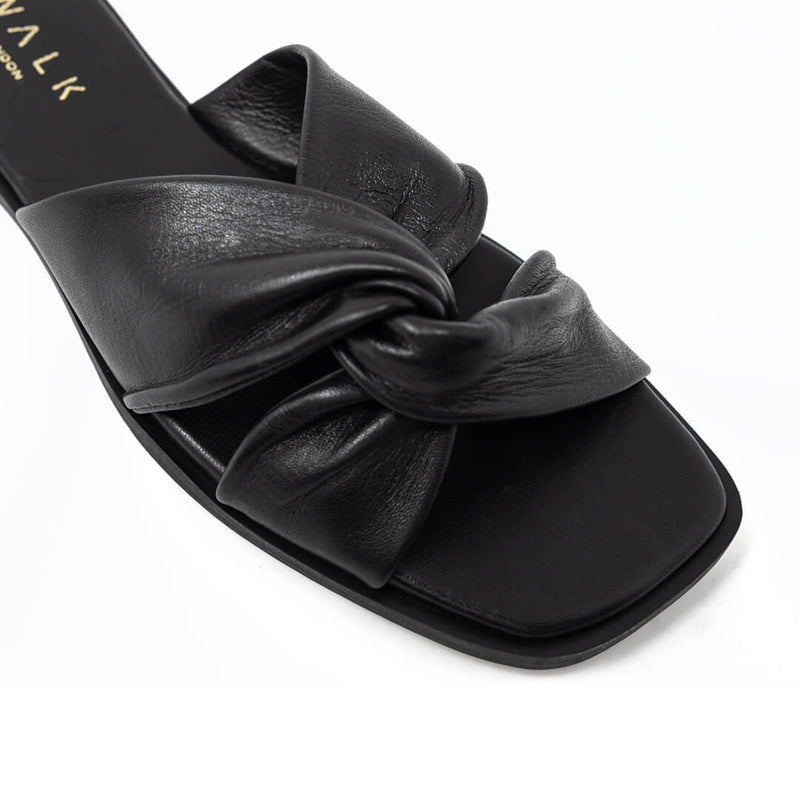 St Tropez Knotted Sandal Black Leather