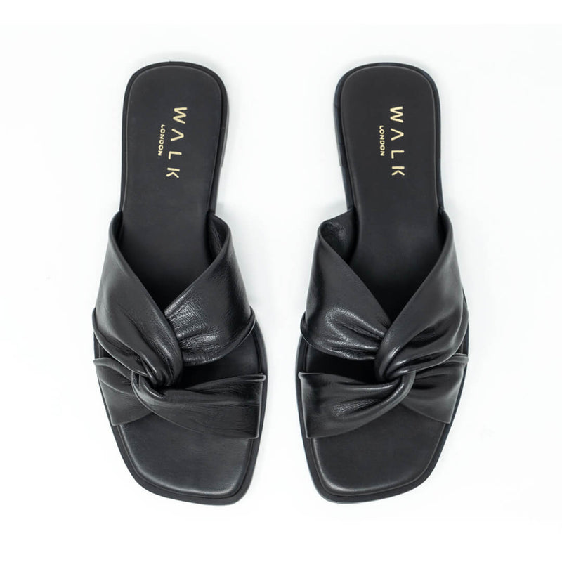 St Tropez Knotted Sandal Black Leather