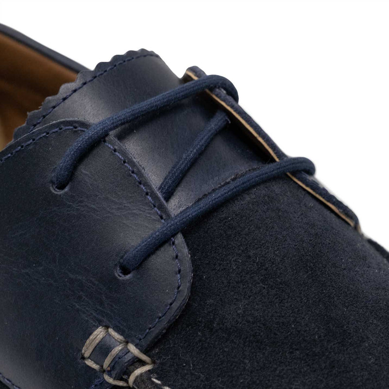 WALK London Stream Boat Shoe Navy Suede Leather White Sole