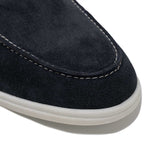 WALK London Stream Boat Shoe Navy Suede Leather White Sole