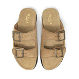 WALK London Tan Suede Double buckle Sandal Top View