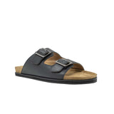 Men's Black Leather Double Strap Sandal