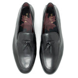 WALK London Terry Tassel Loafer Black Leather Top View