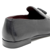 WALK London Terry Tassel Loafer Black Leather Back Tab