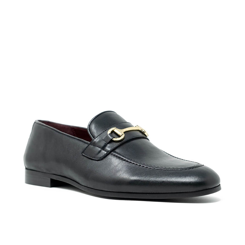 WALK London Terry Trim Loafer Black Leather