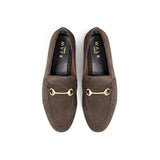 Birdseye View of the Walk London Terry Trim Loafer in Brown Suede