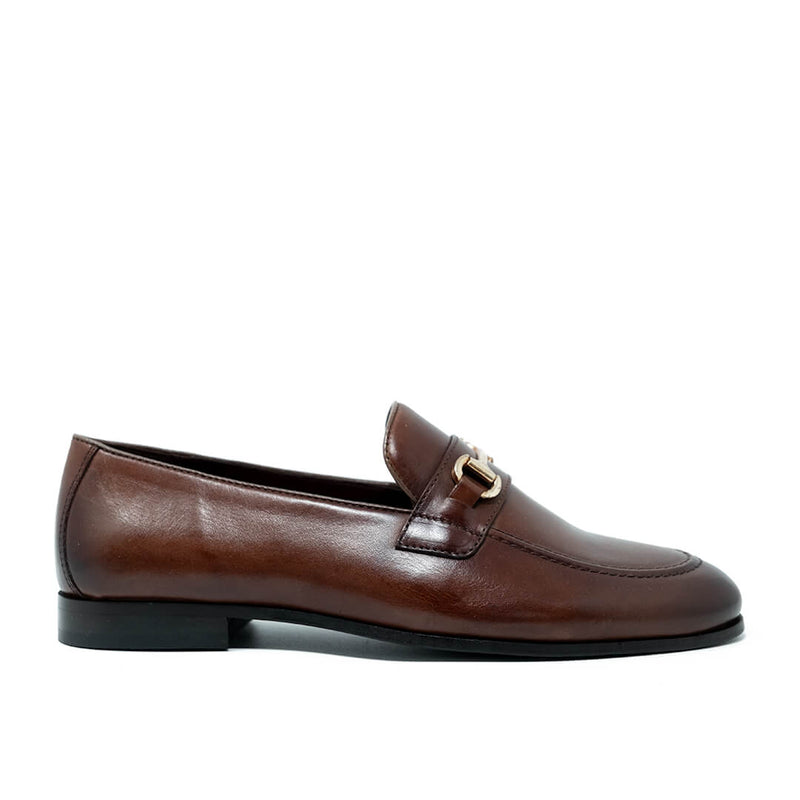 WALK London Terry Trim Snaffle Loafer Brown Leather