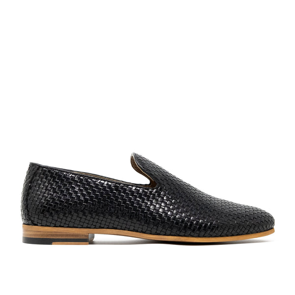 Walk London Terry weave Loafer in Black Leather