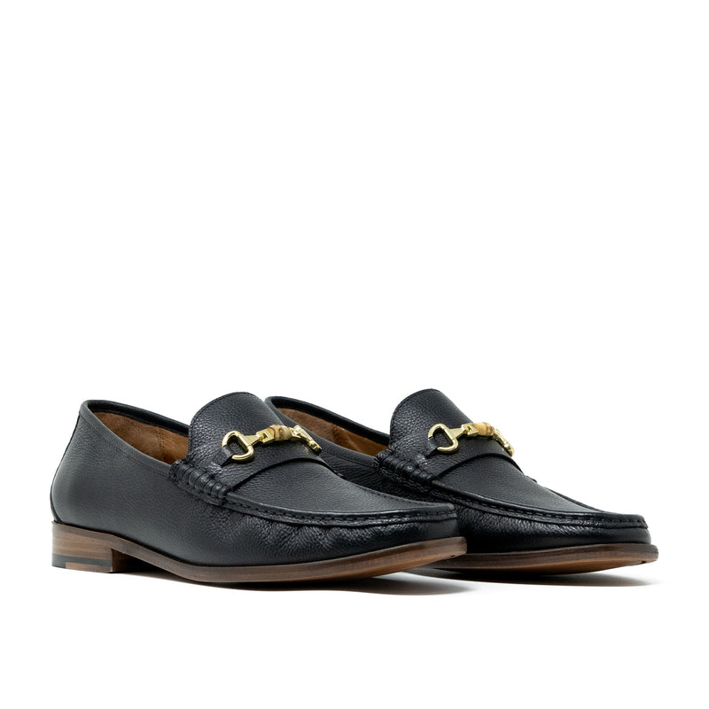 Tino Bone Trim Loafer in Black Leather