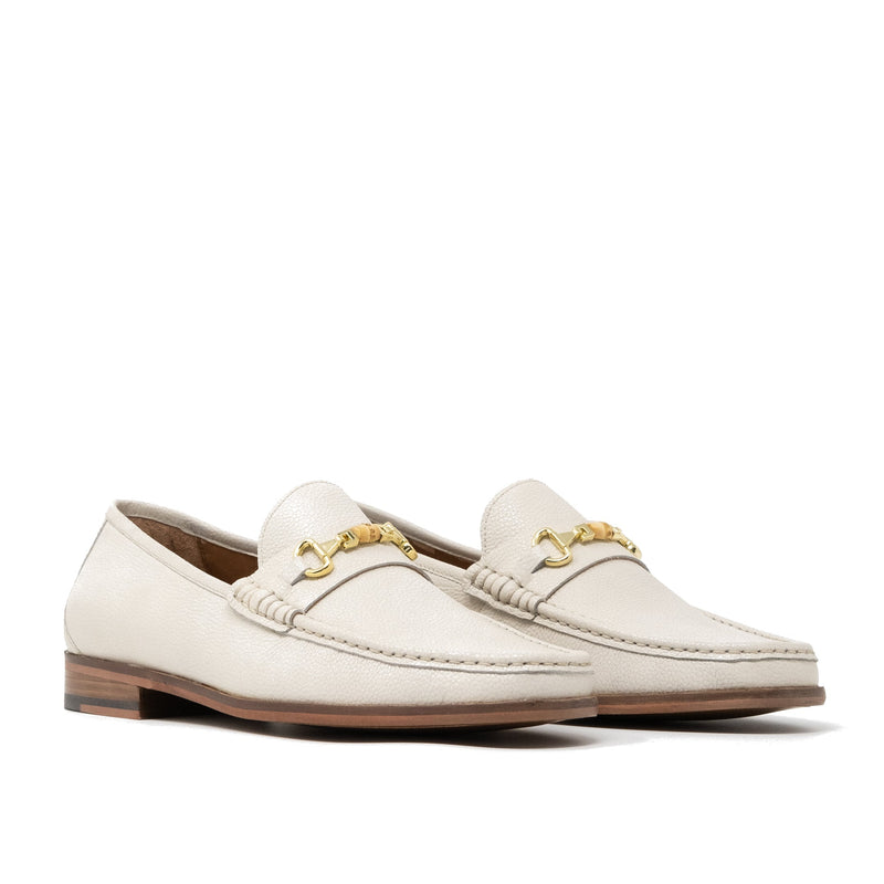 Tino Bone Loafer in Off White Grained Leather