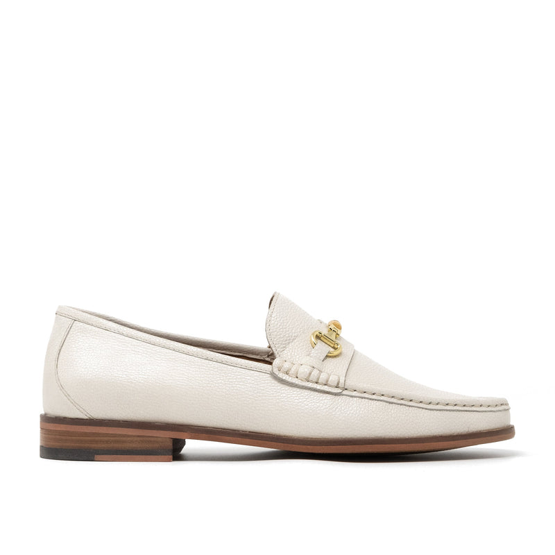 Walk London Tino Bone Loafer in Off White Leather