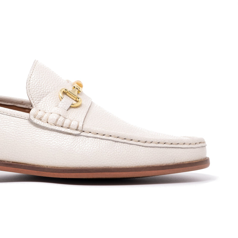 Walk London Off White Tino Bone Loafer | Beefroll Stitch Detail