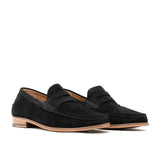 Walk London Tino Saddle Loafer in Black Suede