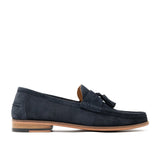 Walk London Tino Tassel Loafer in Navy Suede