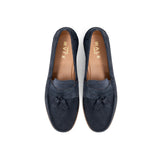 Birdseye View of the Walk London Tino Tassel Loafer in Navy Suede