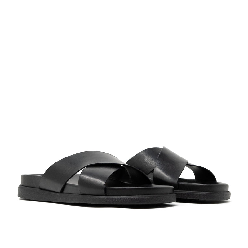 WALK London Tommy Sandal In Black Leather Pair