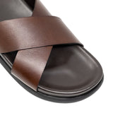 WALK London Tommy Sandal In Brown Leather Toe