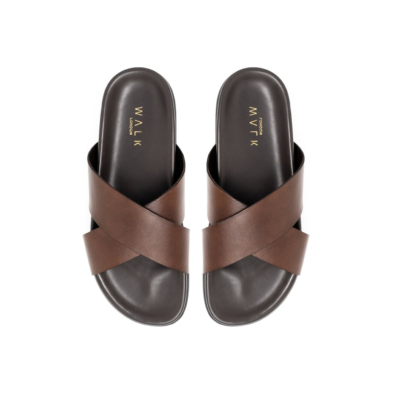 WALK London Tommy Sandal In Brown Leather Top