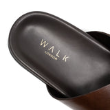 WALK London Tommy Sandal In Brown Leather Sock