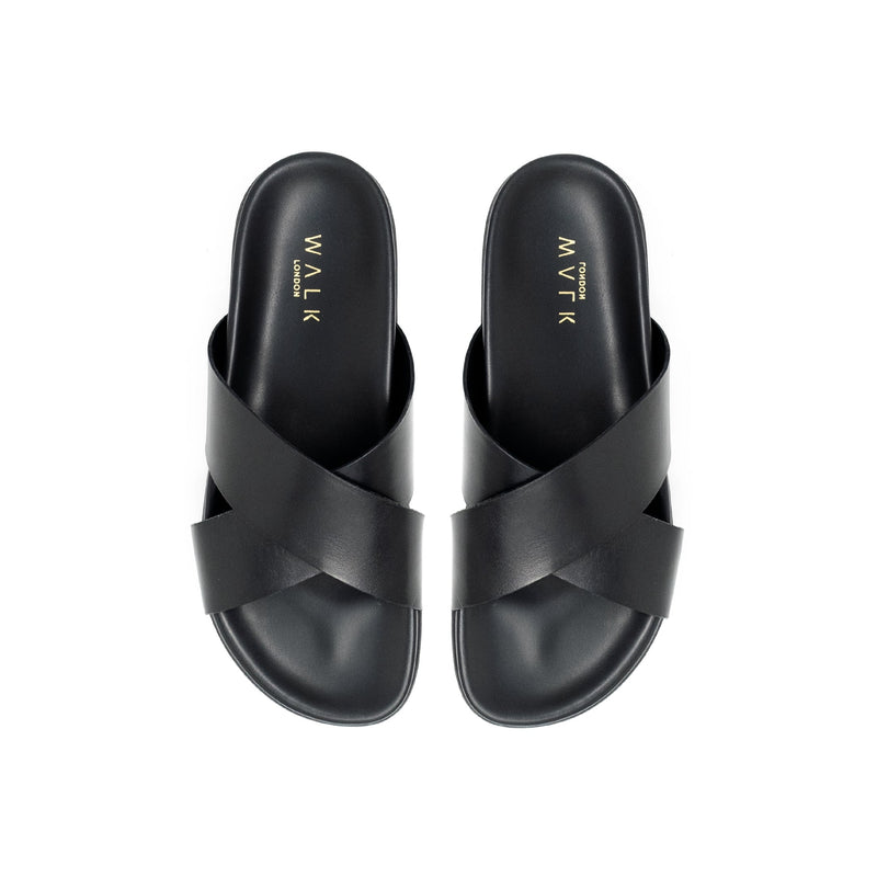 WALK London Tommy Sandal In Black Leather Top