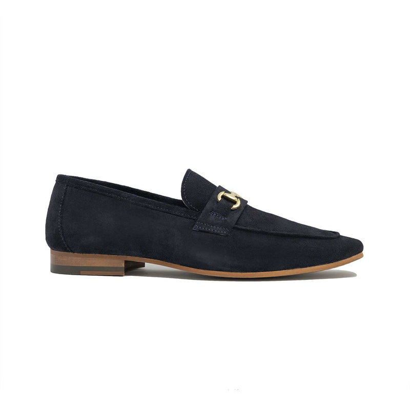 Walk London Navy Suede Vespa Trim Loafer in Navy Suede