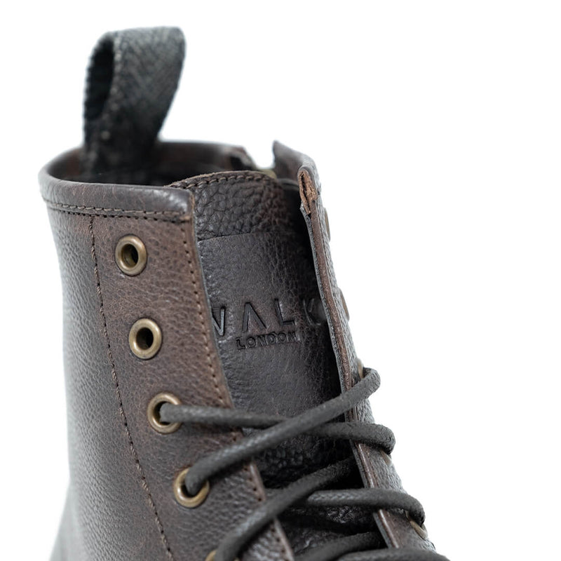 WALK London Wolf Lace Up Boot Brown Leather Tongue