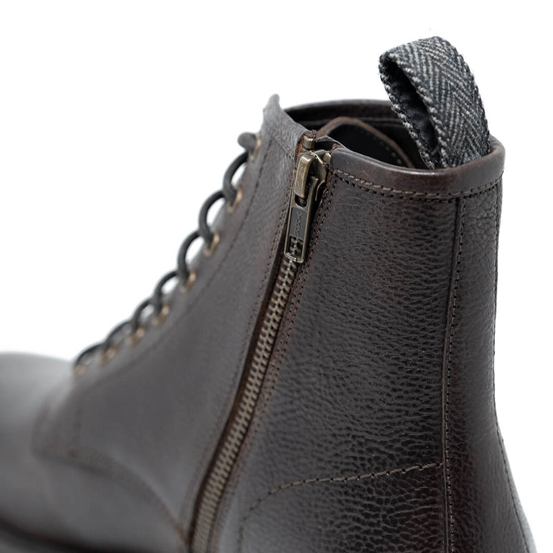 WALK London Wolf Lace Up Boot Brown Leather Zip